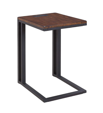 Plow & Hearth Home Office Indoor Living Pull-Up Table With Charging Station - Black