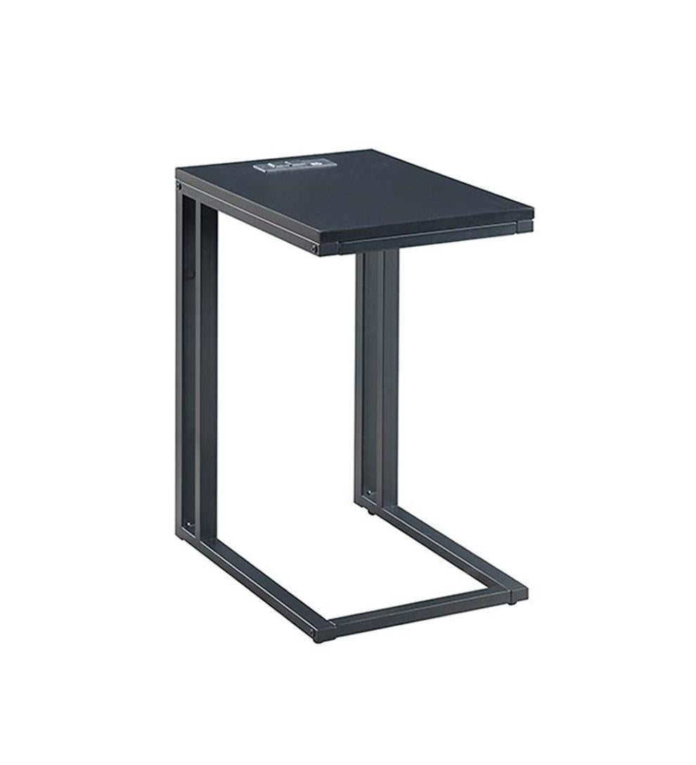 Plow & Hearth Home Office Indoor Living Pull-Up Table With Charging Station - Black