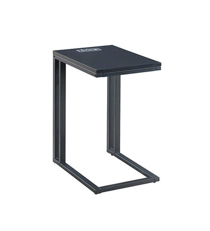 Plow & Hearth Home Office Indoor Living Pull-Up Table With Charging Station - Black