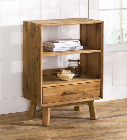 Plow & Hearth Home Office Indoor Living Rowan Ridge Reclaimed Pine Bookcase With Drawer