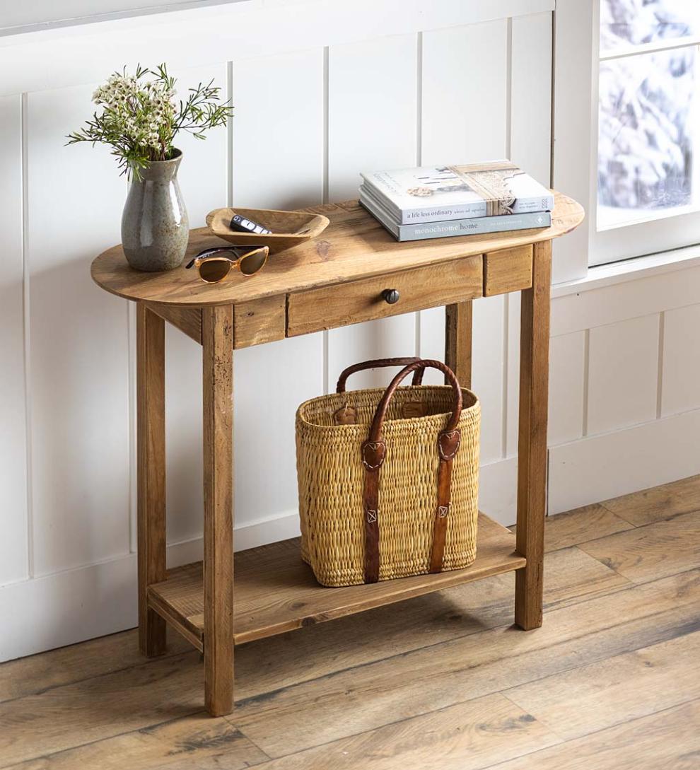 Plow & Hearth Home Office Indoor Living Rowan Ridge Reclaimed Pine Oval Console Table
