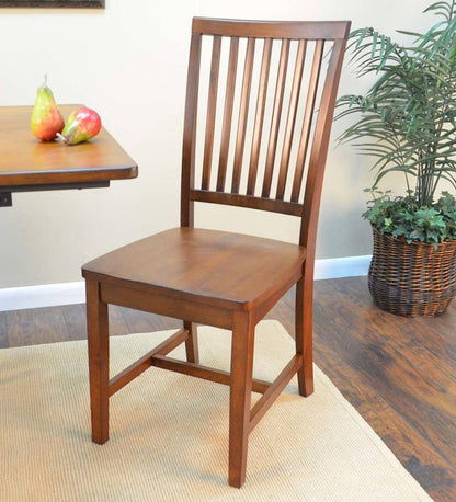 Plow & Hearth Home Office Indoor Living Schoolhouse Antiqued Hardwood Slat Back Chair - Antique Black