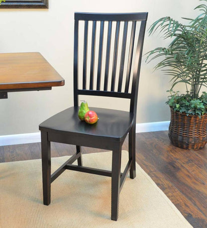 Plow & Hearth Home Office Indoor Living Schoolhouse Antiqued Hardwood Slat Back Chair - Antique Black