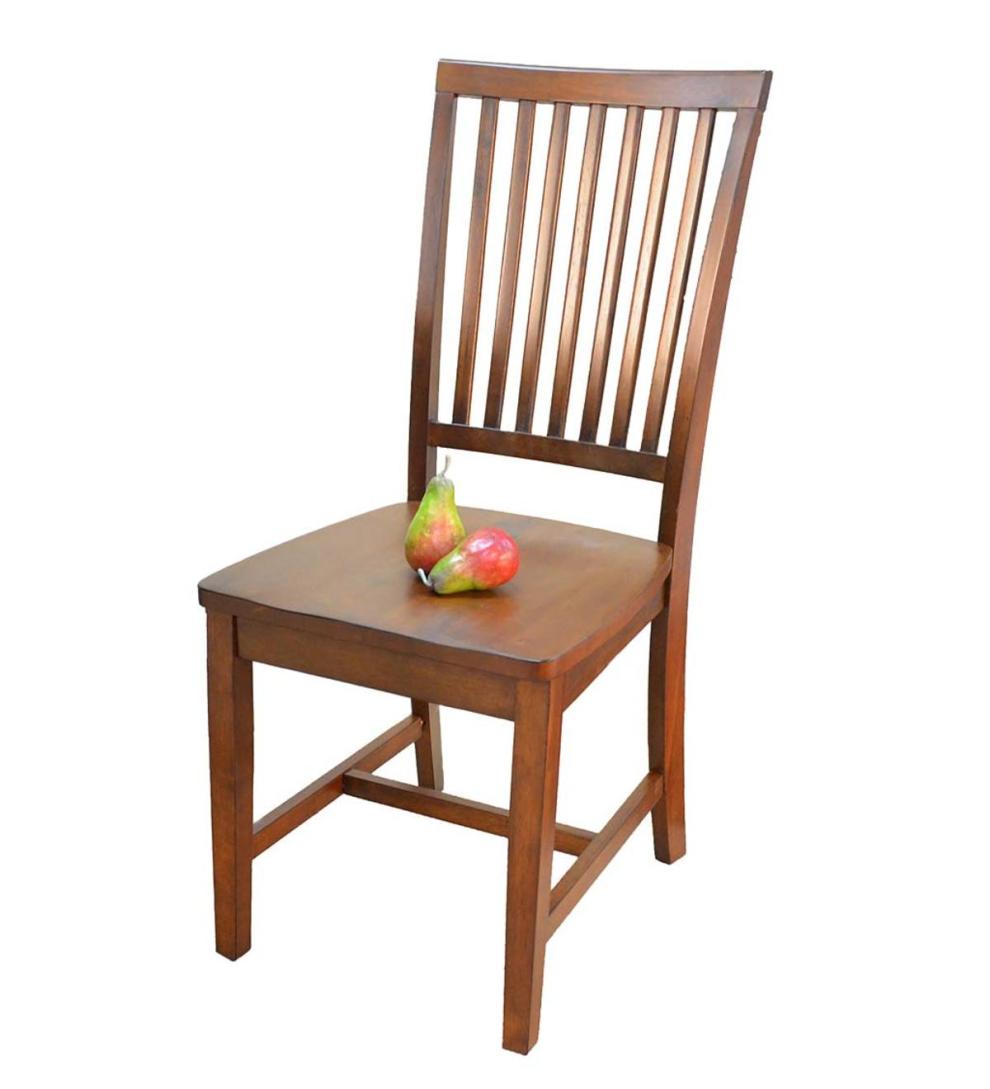 Plow & Hearth Home Office Indoor Living Schoolhouse Antiqued Hardwood Slat Back Chair - Antique Black
