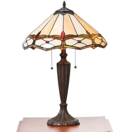Plow & Hearth Home Office Indoor Living Stained Glass Gold And Ruby Diamond Table And Floor Lamps