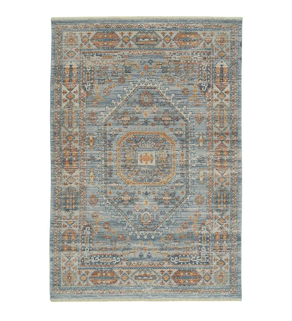 Plow & Hearth Home Office Indoor Living Strassburg Border Easy Care Polyester Rug