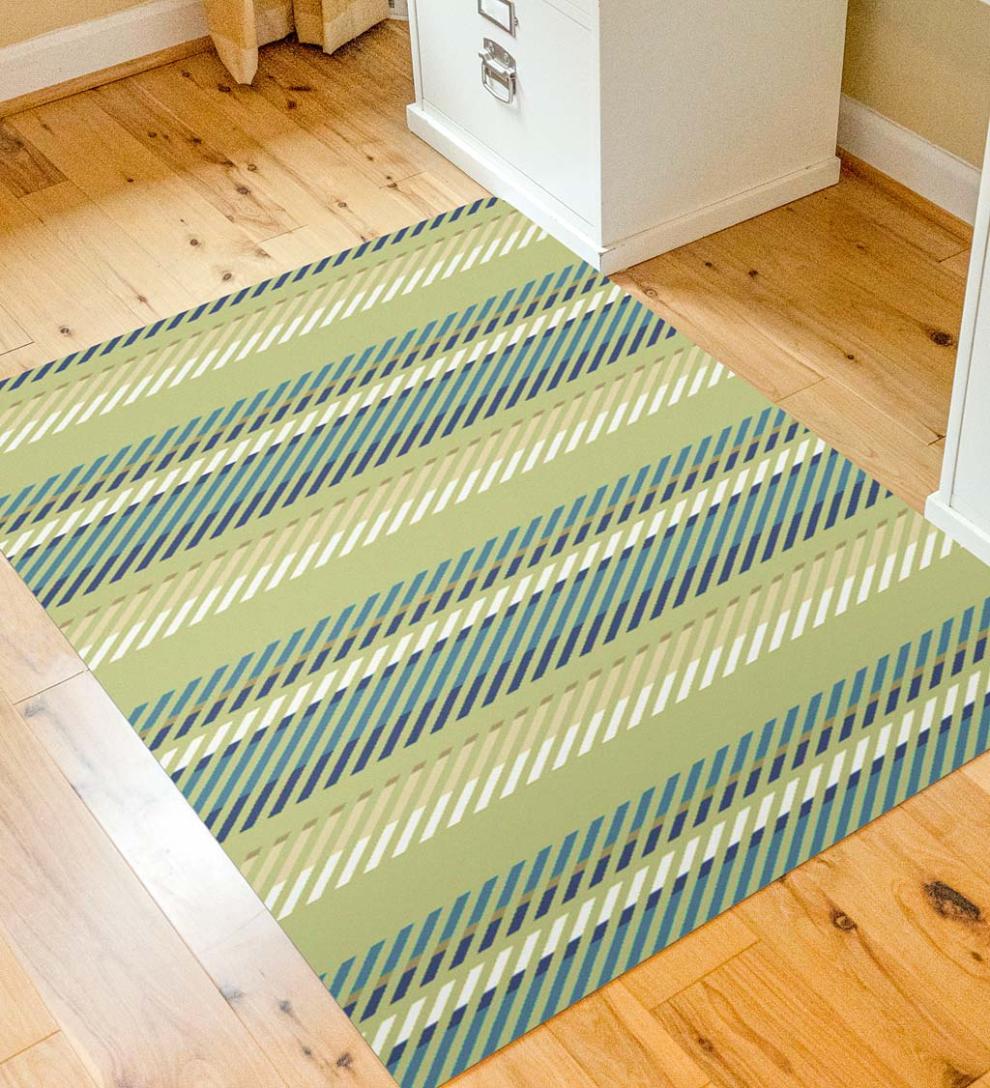 Plow & Hearth Home Office Indoor Living Striped Chair Mat - Blue