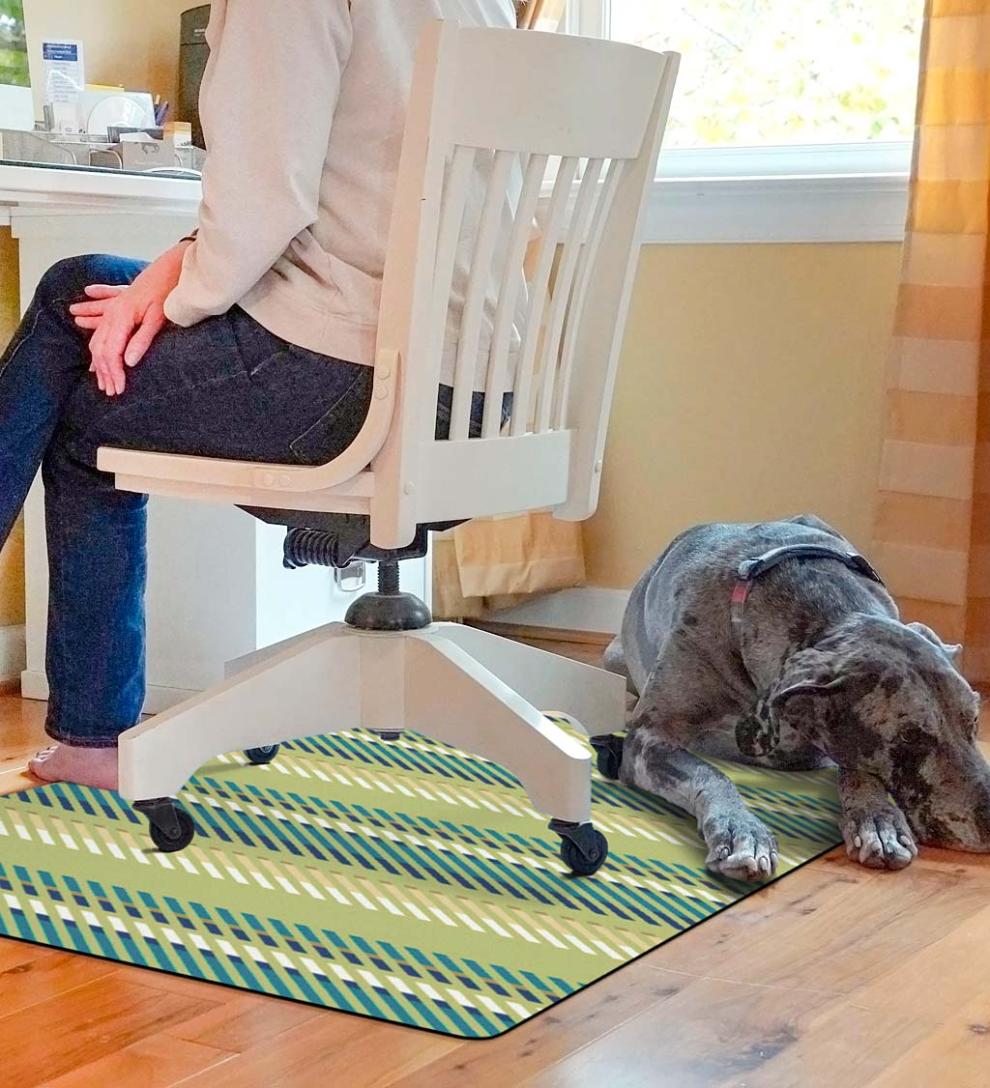Plow & Hearth Home Office Indoor Living Striped Chair Mat - Blue