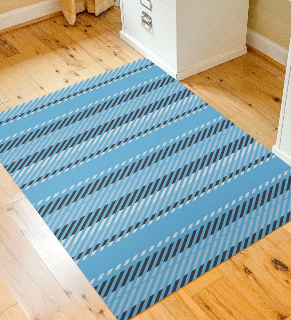 Plow & Hearth Home Office Indoor Living Striped Chair Mat - Blue