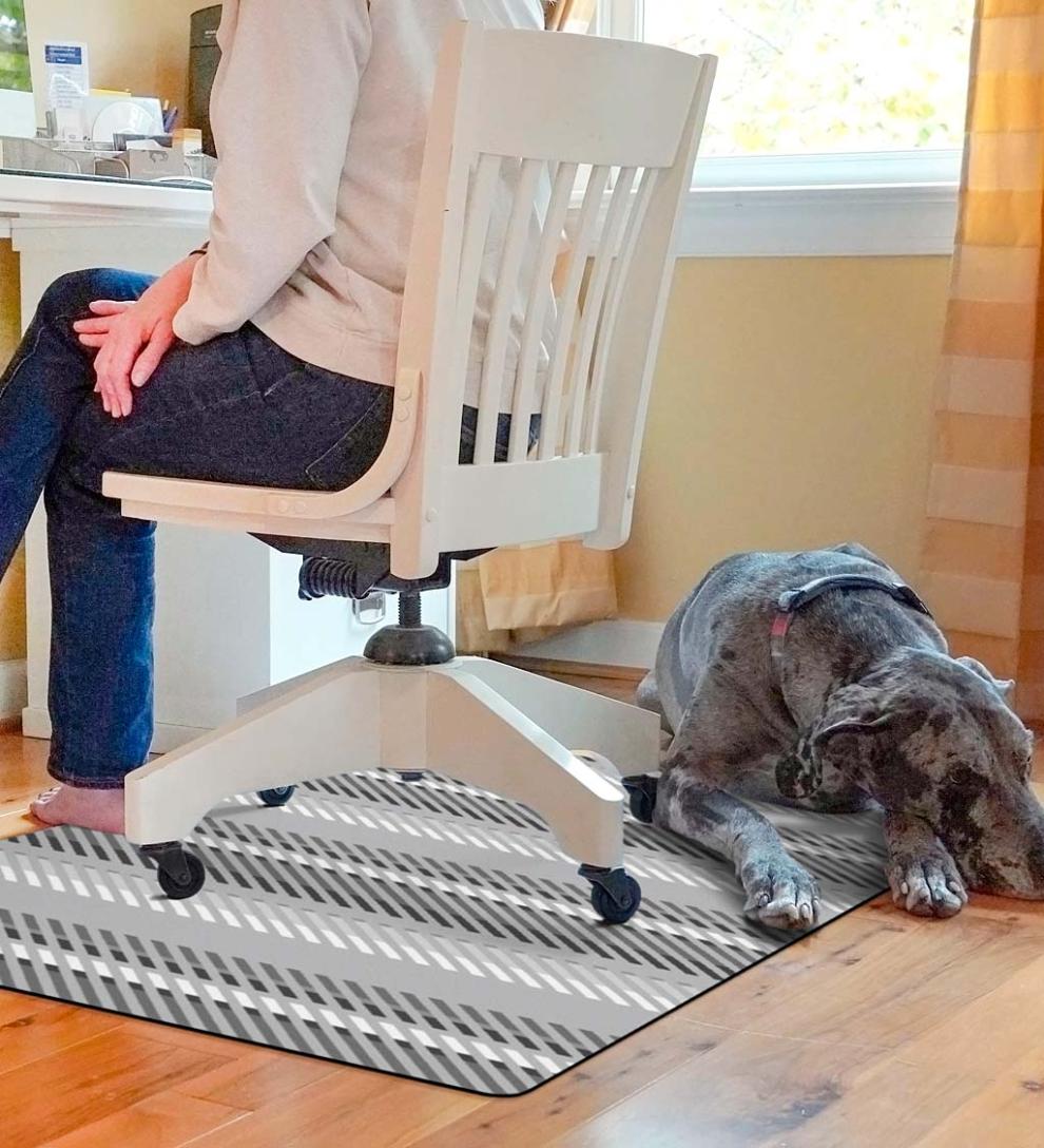 Plow & Hearth Home Office Indoor Living Striped Chair Mat - Blue