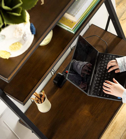 Plow & Hearth Home Office Indoor Living Three Position Adjustable Ladder Desk With Charging Station