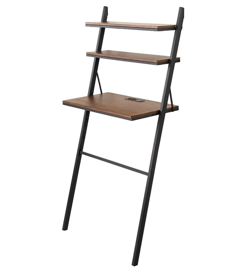 Plow & Hearth Home Office Indoor Living Three Position Adjustable Ladder Desk With Charging Station