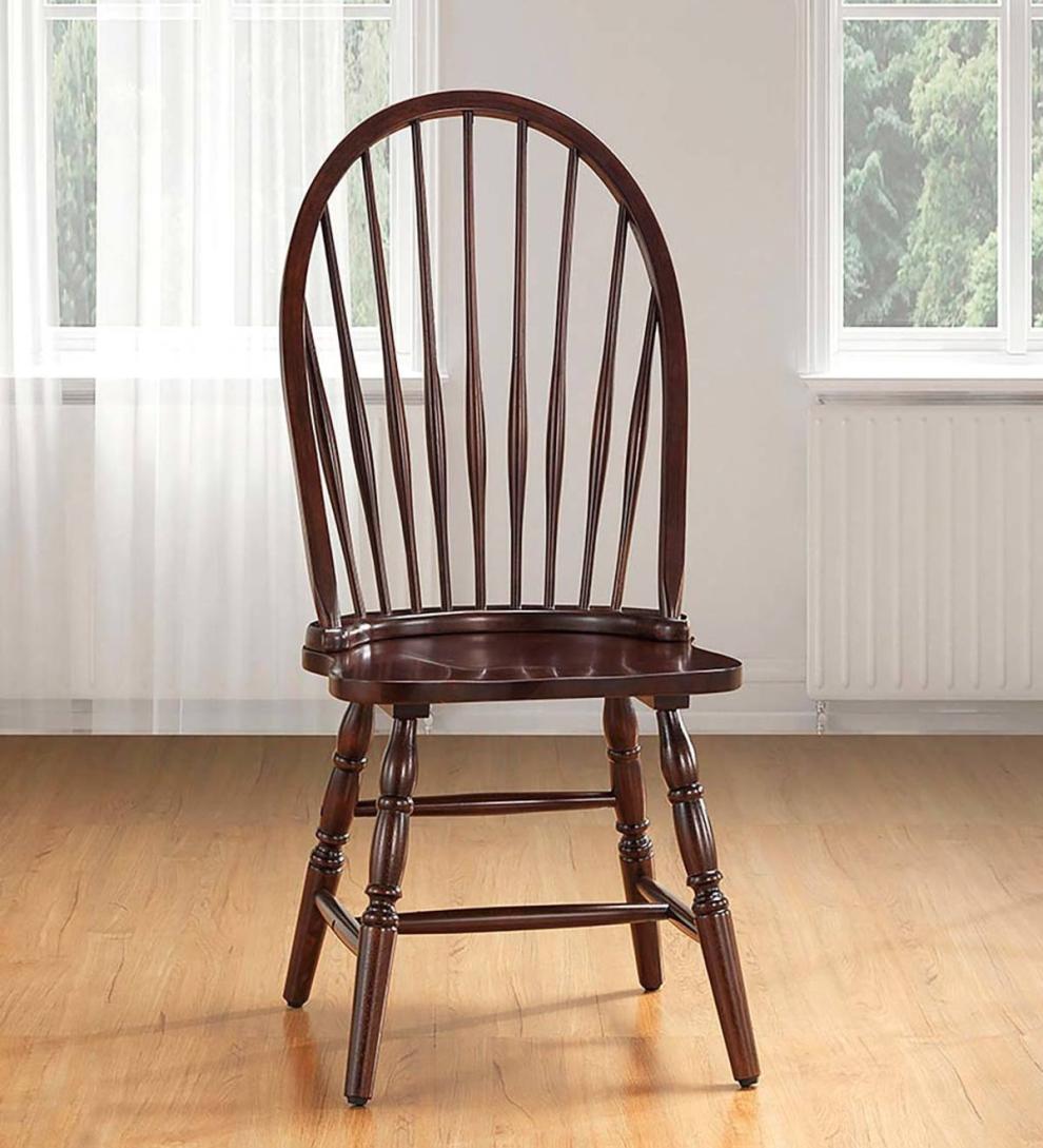 Plow & Hearth Home Office Indoor Living Traditional Hardwood Windsor Back Chair - Antique Black