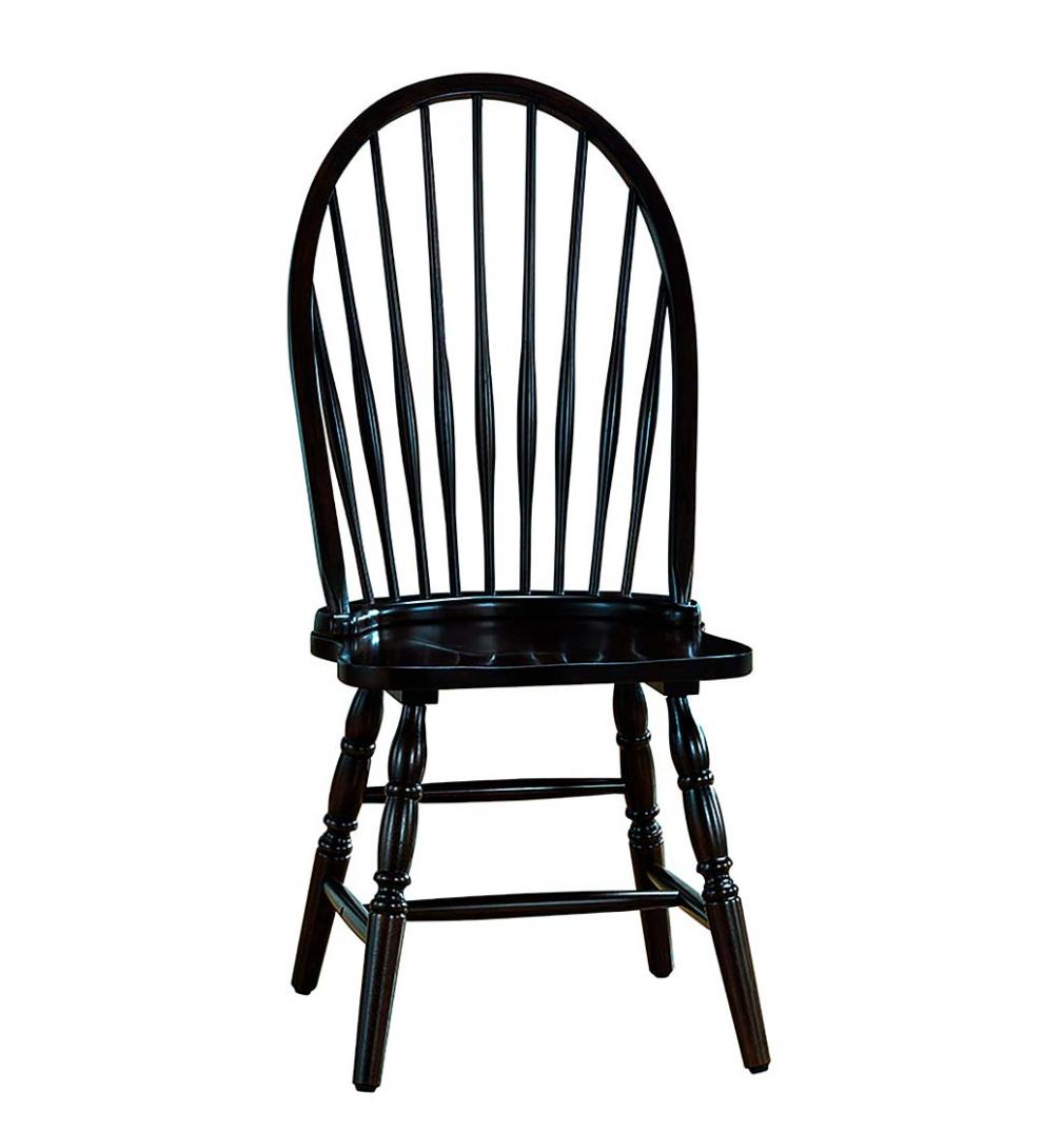 Plow & Hearth Home Office Indoor Living Traditional Hardwood Windsor Back Chair - Antique Black