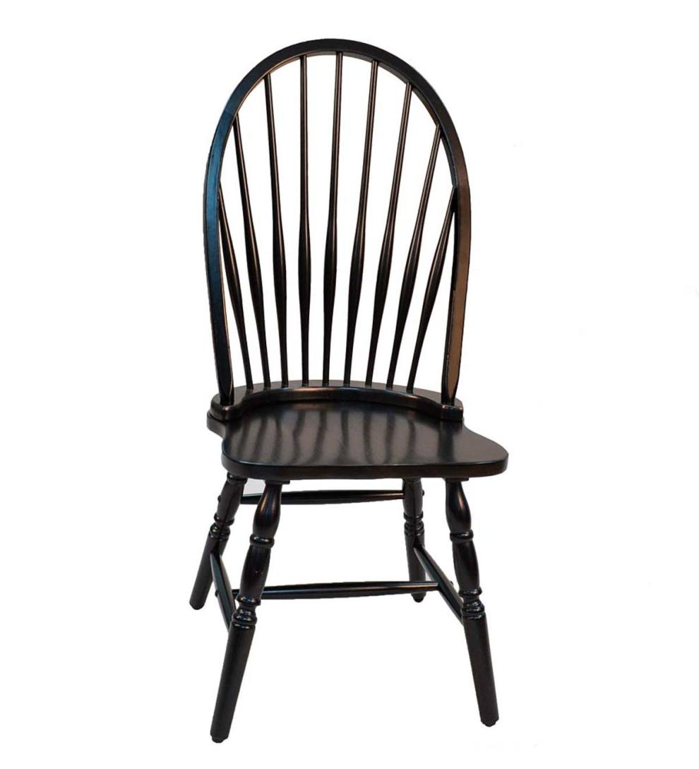 Plow & Hearth Home Office Indoor Living Traditional Hardwood Windsor Back Chair - Antique Black