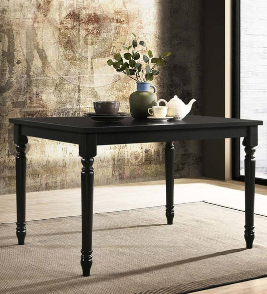 Plow & Hearth Home Office Indoor Living Turned Leg Farmhouse Dining Table - Black