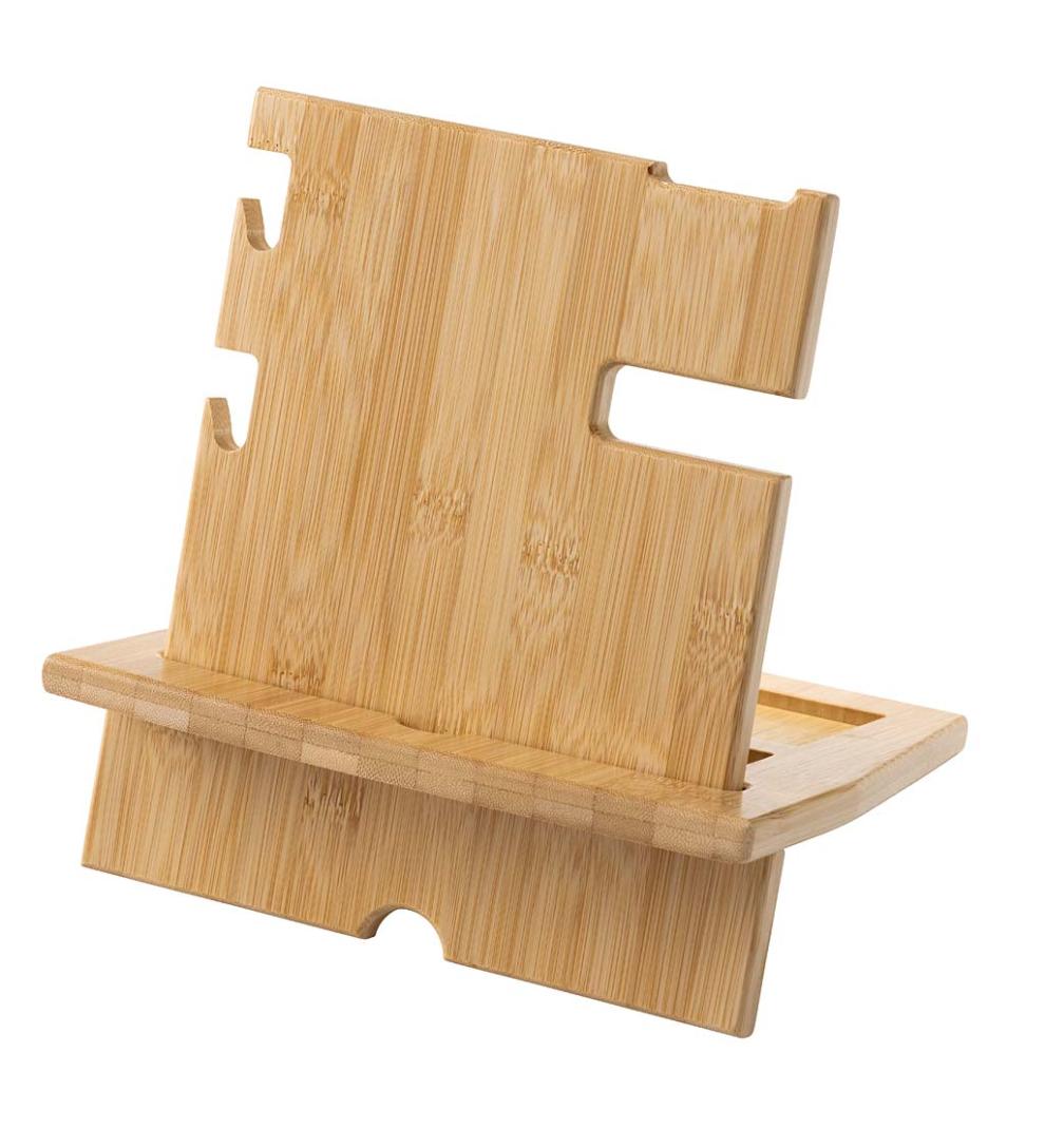 Plow & Hearth Home Office Indoor Living Wood Accessory Desk Organizer For Electronics
