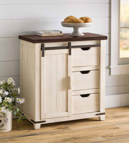 Plow & Hearth Hutches & Cupboards Indoor Living Cape Charles Barn Door Wood Storage Cabinet - White