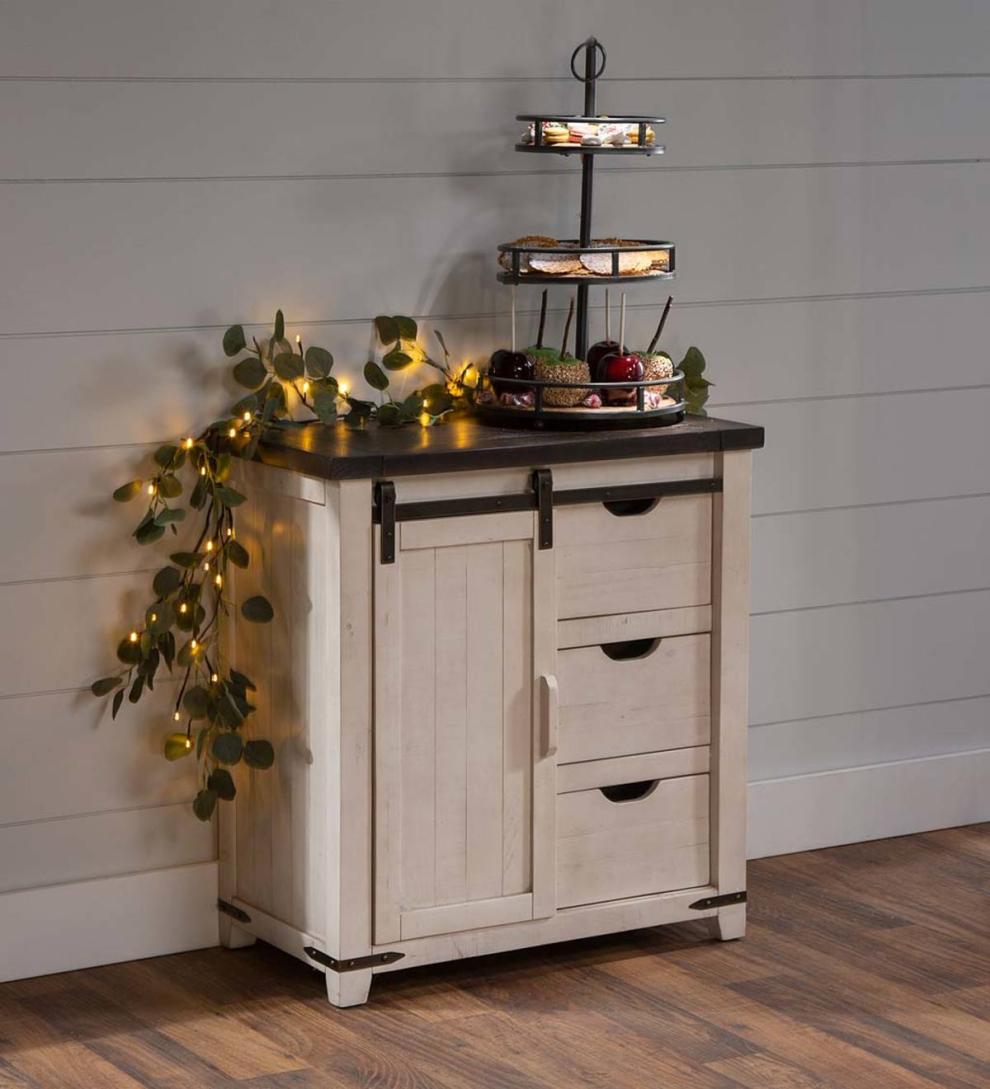 Plow & Hearth Hutches & Cupboards Indoor Living Cape Charles Barn Door Wood Storage Cabinet - White