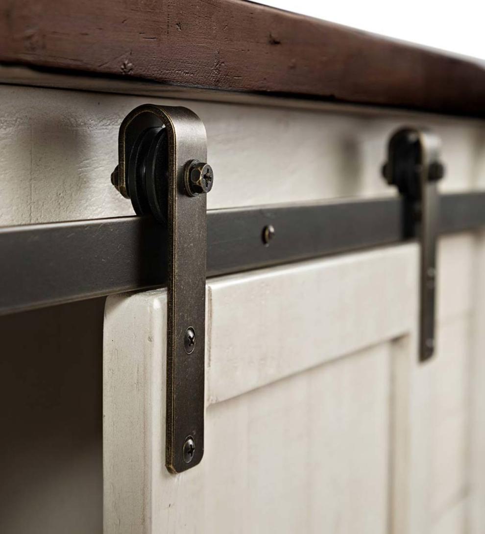 Plow & Hearth Hutches & Cupboards Indoor Living Cape Charles Barn Door Wood Storage Cabinet - White