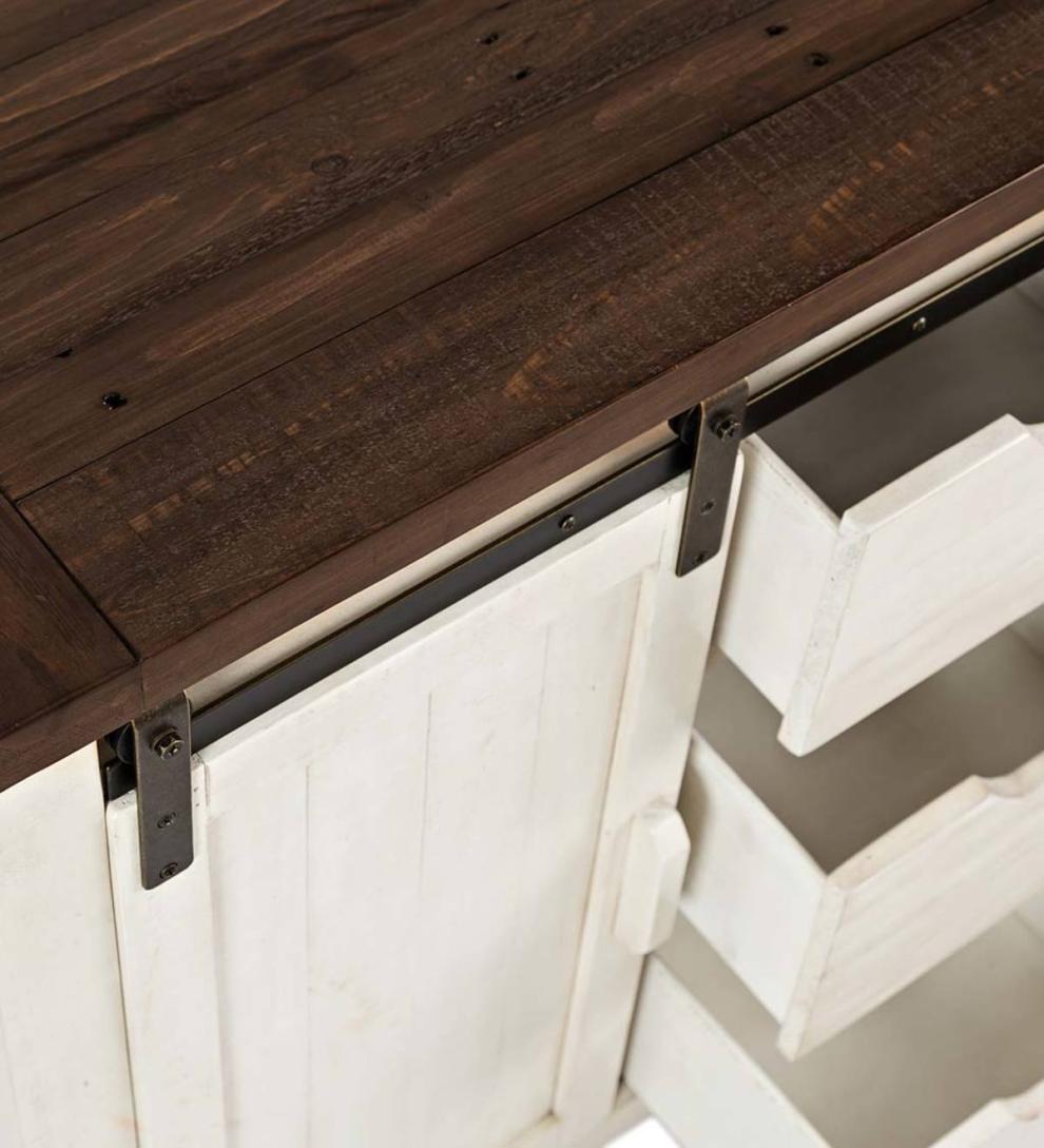 Plow & Hearth Hutches & Cupboards Indoor Living Cape Charles Barn Door Wood Storage Cabinet - White