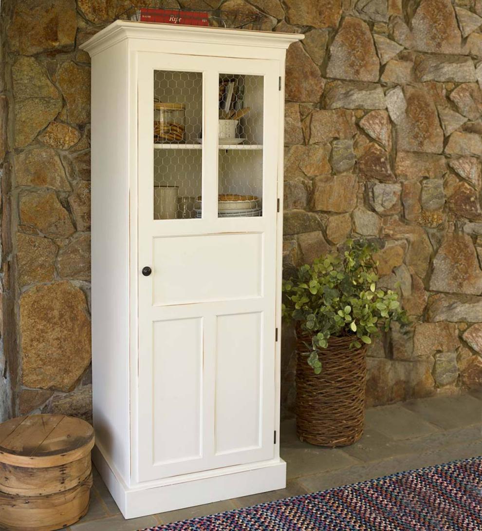 Plow & Hearth Hutches & Cupboards Indoor Living Chicken Wire Pantry - Avocado Green