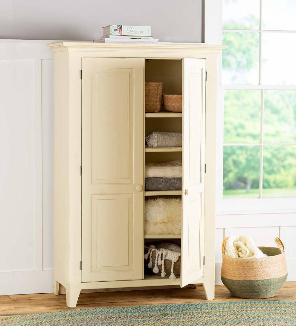 Plow & Hearth Hutches & Cupboards Indoor Living Handcrafted Linen Cupboard - Avocado Green