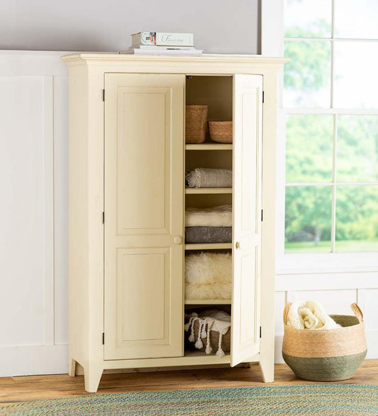 Plow & Hearth Hutches & Cupboards Indoor Living Handcrafted Linen Cupboard - Avocado Green