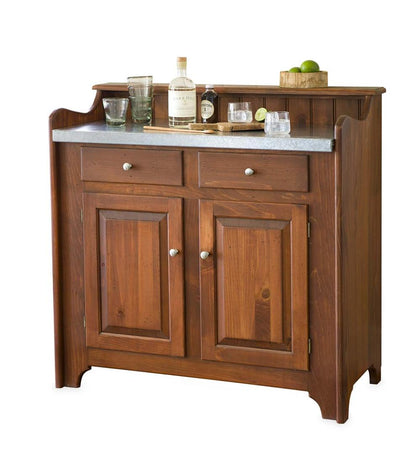 Plow & Hearth Hutches & Cupboards Indoor Living Solid Pine Dry Sink With Galvanized Top, Made In Usa - Avocado Green