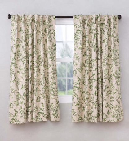 Plow & Hearth Insulated Curtains Indoor Living Botanical Toile Insulated Double-Lined Cotton Curtain Panel With Rod Pocket