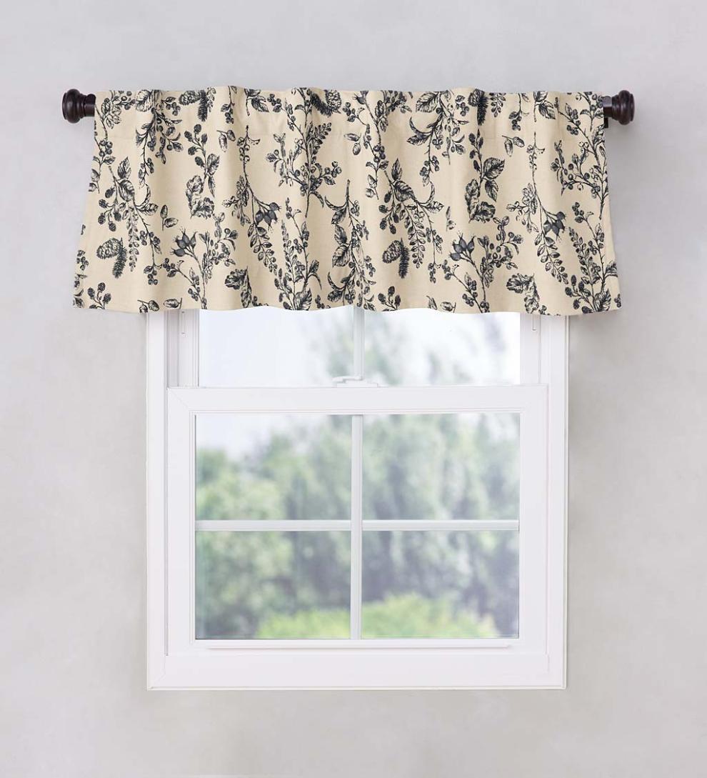 Plow & Hearth Insulated Curtains Indoor Living Botanical Toile Insulated Double-Lined Cotton Curtain Panel With Rod Pocket