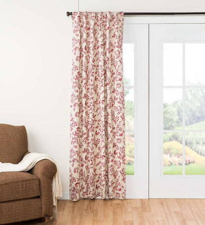 Plow & Hearth Insulated Curtains Indoor Living Botanical Toile Insulated Double-Lined Cotton Curtain Panel With Rod Pocket