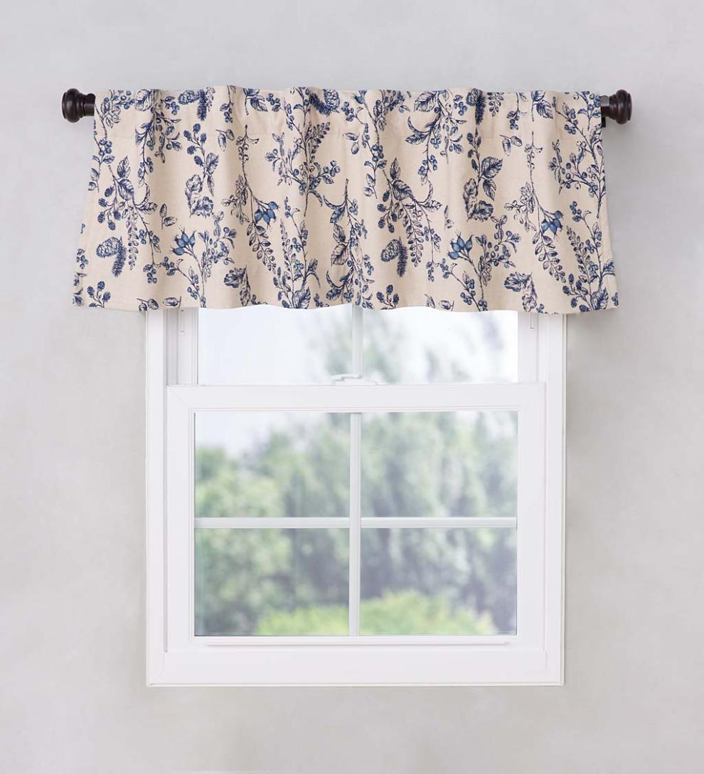 Plow & Hearth Insulated Curtains Indoor Living Botanical Toile Insulated Double-Lined Cotton Curtain Panel With Rod Pocket