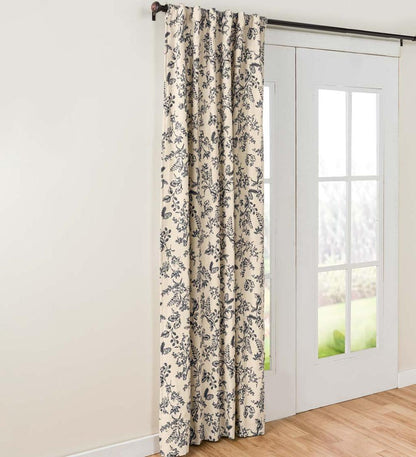 Plow & Hearth Insulated Curtains Indoor Living Botanical Toile Insulated Double-Lined Cotton Curtain Panel With Rod Pocket