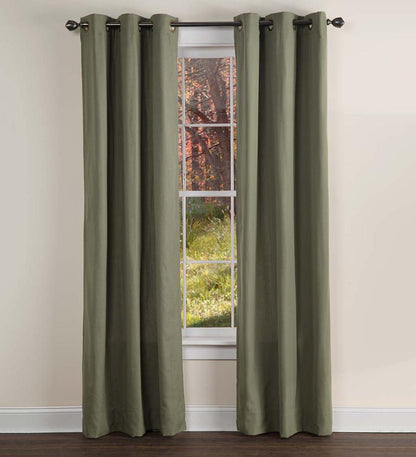 Plow & Hearth Insulated Curtains Indoor Living Energy Efficient Grommet-Top Homespun Insulated Curtains