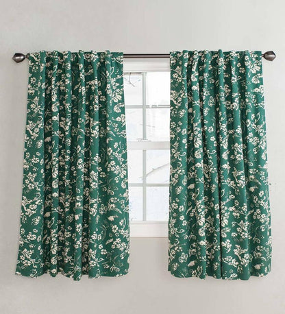 Plow & Hearth Insulated Curtains Indoor Living Homespun Insulated Floral Damask Short Panel With Rod Pocket