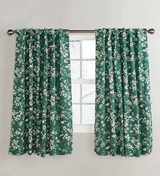 Plow & Hearth Insulated Curtains Indoor Living Homespun Insulated Floral Damask Short Panel With Rod Pocket