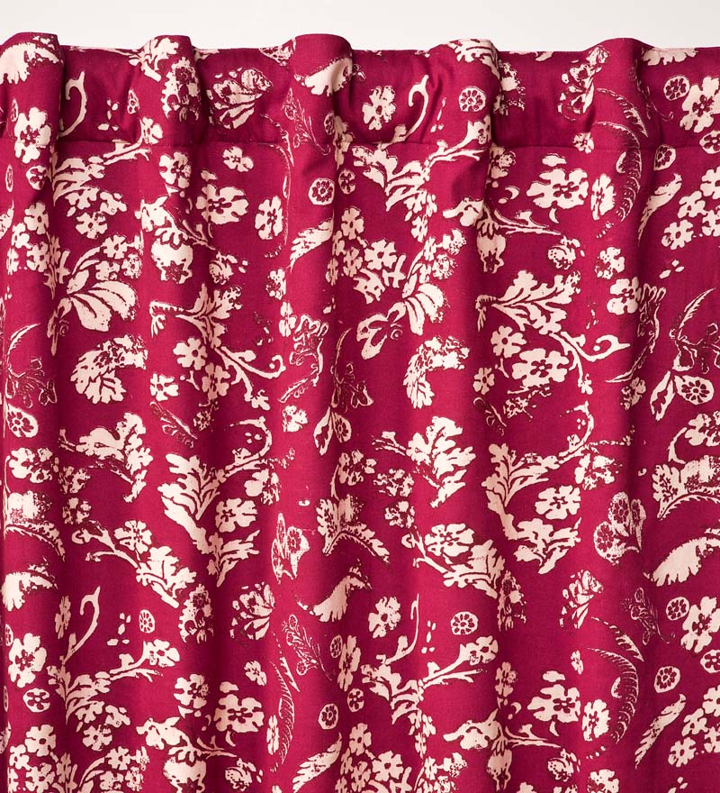 Plow & Hearth Insulated Curtains Indoor Living Homespun Insulated Floral Damask Short Panel With Rod Pocket