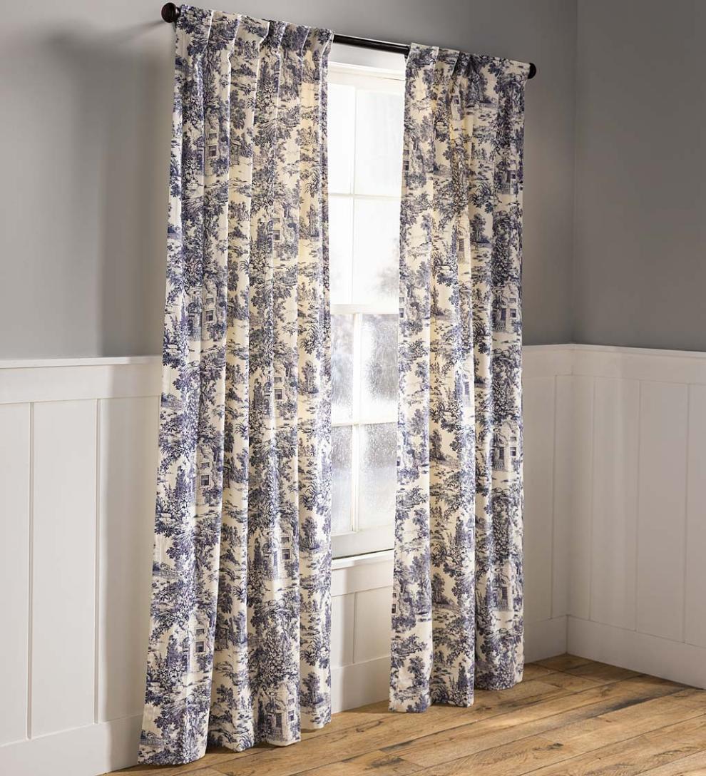 Plow & Hearth Insulated Curtains Indoor Living Insulated Toile Curtain Pairs With Rod Pocket And Back Tabs