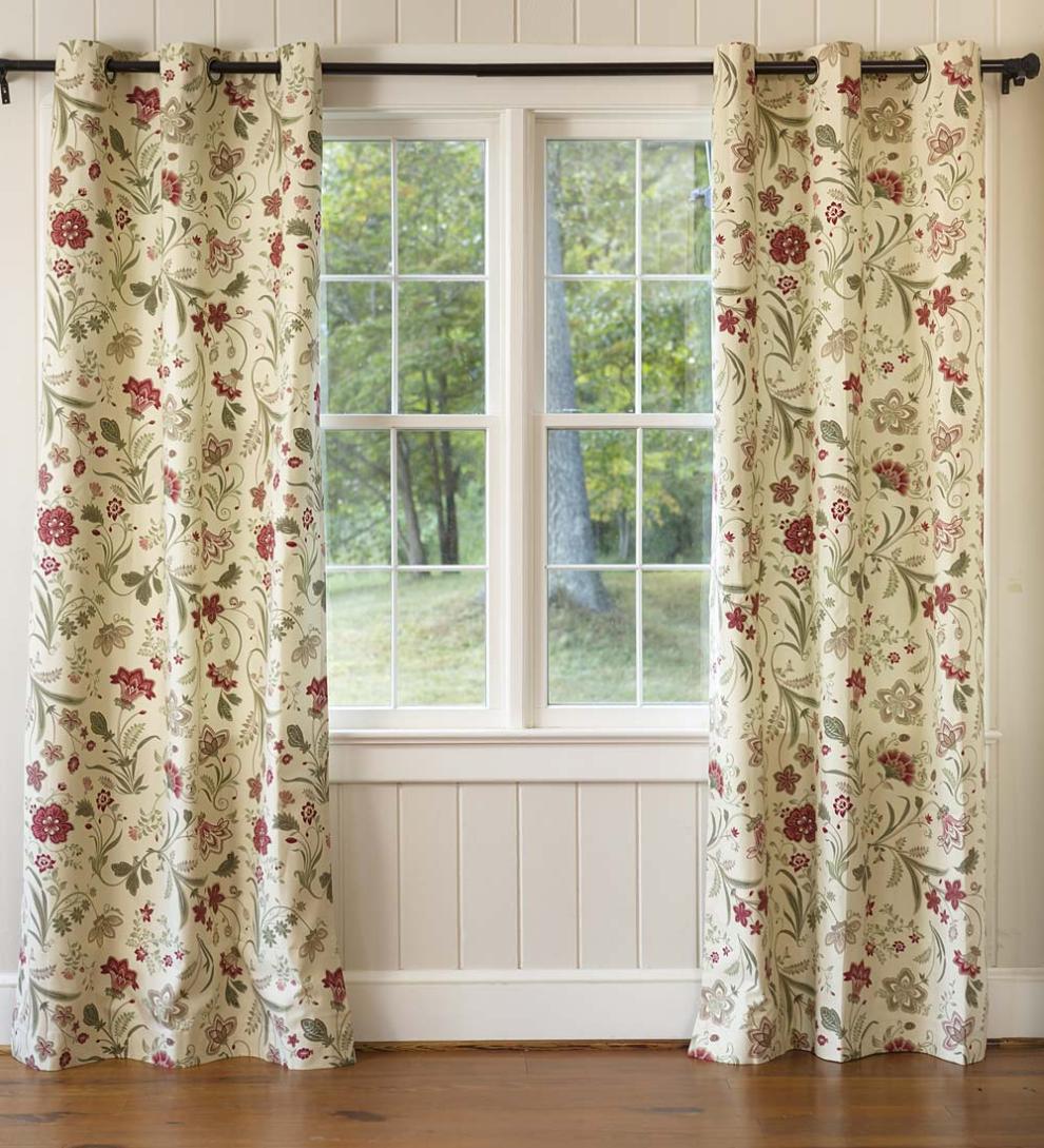 Plow & Hearth Insulated Curtains Indoor Living Jacobean Thermalogic Grommet-Top Curtains