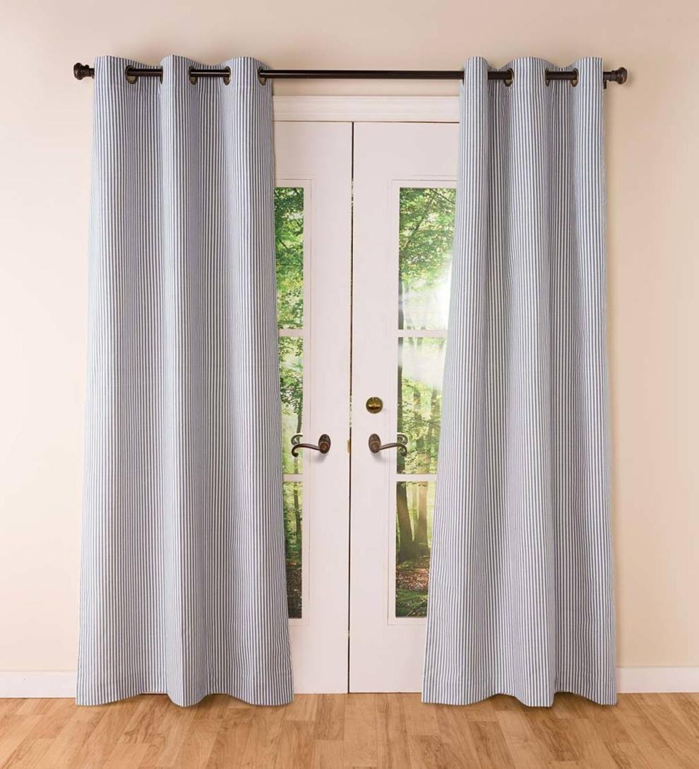 Plow & Hearth Insulated Curtains Indoor Living Thermalogic Insulated Ticking Stripe Grommet Top Curtain Pairs