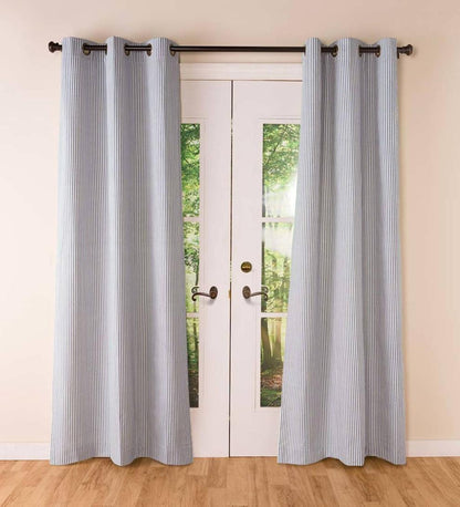 Plow & Hearth Insulated Curtains Indoor Living Thermalogic Insulated Ticking Stripe Grommet Top Curtain Pairs