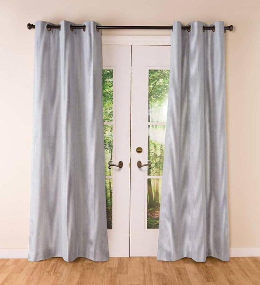 Plow & Hearth Insulated Curtains Indoor Living Thermalogic Insulated Ticking Stripe Grommet Top Curtain Pairs