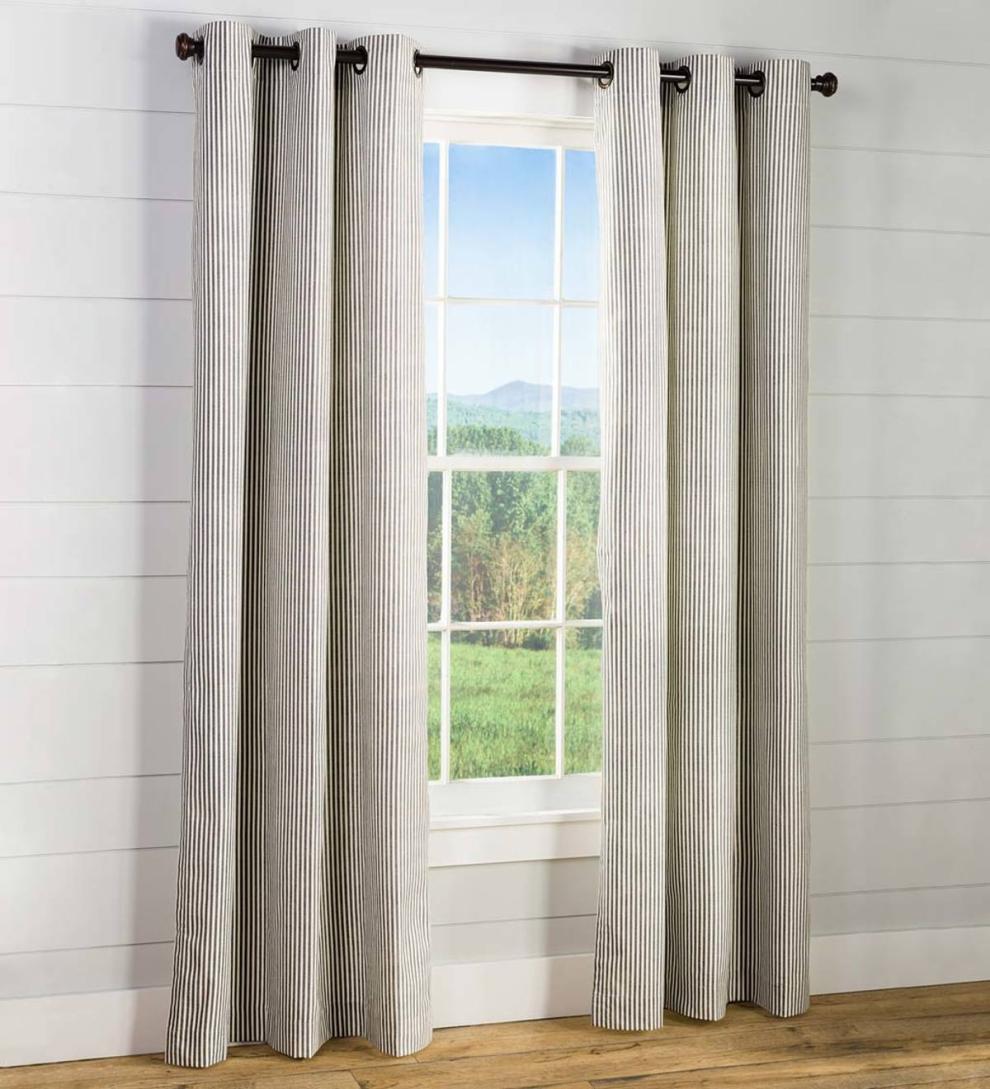 Plow & Hearth Insulated Curtains Indoor Living Thermalogic Insulated Ticking Stripe Grommet Top Curtain Pairs