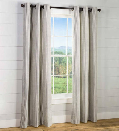 Plow & Hearth Insulated Curtains Indoor Living Thermalogic Insulated Ticking Stripe Grommet Top Curtain Pairs