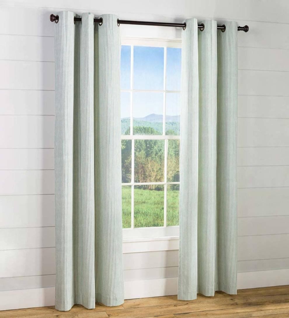 Plow & Hearth Insulated Curtains Indoor Living Thermalogic Insulated Ticking Stripe Grommet Top Curtain Pairs