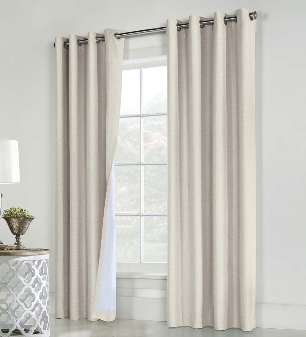 Plow & Hearth Insulated Curtains Indoor Living Thermaplus Slubbed Blackout Curtain Pairs With Grommets