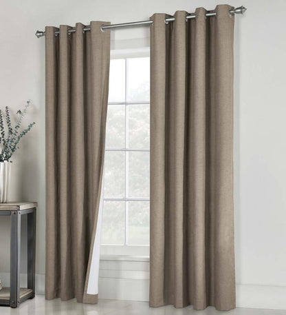 Plow & Hearth Insulated Curtains Indoor Living Thermaplus Slubbed Blackout Curtain Pairs With Grommets