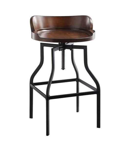 Plow & Hearth Kitchen & Bar Stools Indoor Living Adjustable Height Barrel-Style Low Back Stool