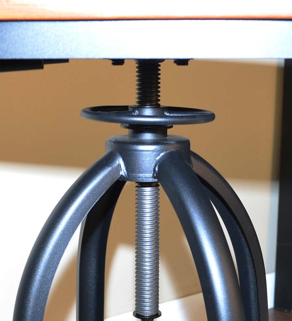 Plow & Hearth Kitchen & Bar Stools Indoor Living Deluxe Adjustable-Height Wood And Metal Stool With Back Rest - Chestnut